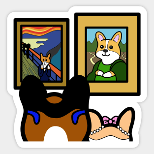 Corgi at the Museum Sticker